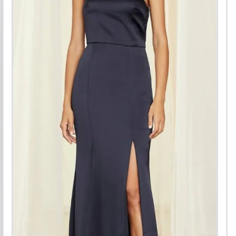 Amsale Blue Sheath Slit Dress Wedding